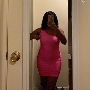 Barbie pink one shoulder dress